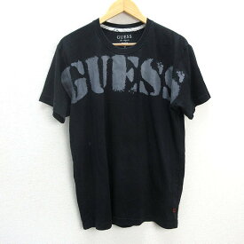 z■ゲス/GUESS ロゴプリントTシャツ【M】黒/men's/21【中古】