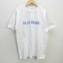 H■フラットヘッド/FLAT HEAD ロゴプリント クルーネックTシャツ アメカジ【46】白/MENS■1【中古】