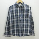 C■ストゥージアンドコー/STOOGE&CO チェック柄 バックロゴ刺繍 ネルシャツ【M】青系/men's■111【中古】■