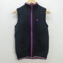 G■アディダス/adidas GOLF フルジップニット/リバーシブル【M】紺白/LADIES/1【中古】■