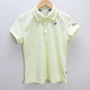 C■ビバハート/VIVA HEART 胸ロゴ刺繍 半袖ポロシャツ/ゴルフウェア【42】黄/LADIES■103【中古】