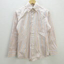 G■ポールスチュアート/PaulStuart 長袖BDシャツ/ストライプ柄【M】オレンジ/men's/141【中古】■