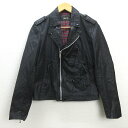 G■ナノユニバース別注■エイプリル77/april77 コーティング加工 Wライダースジャケット【S】黒/men's/6【中古】■