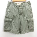 G■ホリスター/HOLLISTER ハーフカーゴパンツ【32】カーキ系/men's/54【中古】■