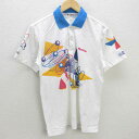 G■ニッタク/NITTAKU 半袖ポロシャツ/卓球ウエア【L】白青/men's/46【中古】■