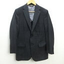 H■ポールスチュアート/PaulStuart 背抜き仕立て ストライプテーラードジャケット/春夏/【92-80-170】灰色/MENS■109【中古】