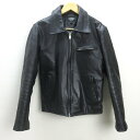 Q■ホーンワークス/HORN WORKSバッファローレザー ライダースジャケット■黒【メンズS】MENS/20【中古】