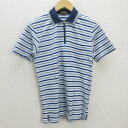 G■ポールスチュアート/PaulStuart ハーフジップ半袖ポロシャツ【M】青/men's/117【中古】■