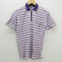 G■ポールスチュアート/PaulStuart ハーフジップ半袖ポロシャツ【M】紫/men's/115【中古】■