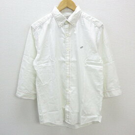 ◇ ユナイテッドアローズ/Green Label Relaxing ボタンダウン 七分袖シャツ【L】 白/MENS/86【中古】