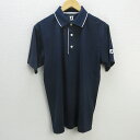 z■FJ フットジョイ/FootJoy 半袖ドライポロシャツ【L】紺/men's/96【中古】■