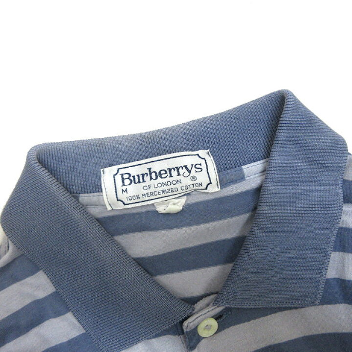 楽天市場】z□バーバリー/BURBERRY 半袖ボーダーポロシャツ【M】青灰系 