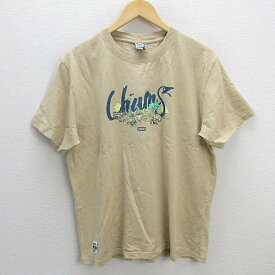 z■チャムス/CHUMS キャンププリントTシャツ/アウトドア【XL】ベージュ/men's/153【中古】■