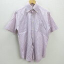 G■ポールスチュアート/PaulStuart 半袖BDシャツ/チェック柄【L】ピンク/men's/141【中古】■