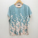 D■ネネット/Ne'-net 青い鳥 オーバーサイズTシャツ【2】ベージュ 水色/LADIES/105【中古】■