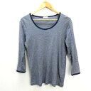●ナノユニバース/NANO UNIVERSEホースヘアー ボーダー7分袖カットソーTシャツ/ロンT■白/紺【M】MENS/細身【中古】