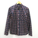 A■日本製■マーカ/MARKAタータンチェック長袖BDシャツ■あずき×紺【2】MENS/細身【中古】