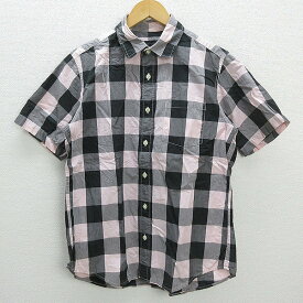 W★ ワールドワイドラブ!/WORLD WIDE LOVE! ブロックチェック 半袖シャツ【M】MENS/70【中古】