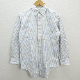 WW■日本製■くろすとしゆき/KROS TOSHIYUKIボタンダウン長袖カッターシャツ■白【メンズS程度】MENS/オーダー品/21【中古】