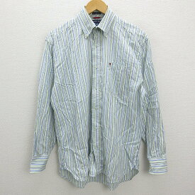 Z■トミーヒルフィガー/TOMMY HILFIGERマルチストライプ長袖ボタンダウンシャツ■マルチ【メンズS】MENS/26【中古】