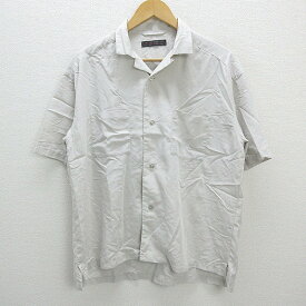 Z■アーバンリサーチ/SENCE OF PLACE開襟 レーヨンシャツ/半袖■ベージュ系【メンズM】MENS/62【中古】