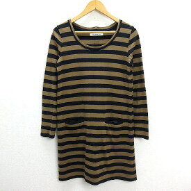 ★ ユナイテッドアローズ/UNITED ARROWS GLR ボーダー柄 長袖ワンピース/茶LADIES【中古】