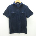 G■ポールスチュアート/PaulStuart 半袖ポロシャツ/コットン【L】紺/men's/163【中古】■