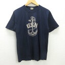 Q■USA製■バズリクソン/BUZZ RICKSONプリントTシャツ■紺【メンズS】MENS/102【中古】