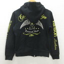 H■バンソン/VANSON ロゴ刺繍入り フルジップパーカ スウェット【2】黒/LADIES■63【中古】