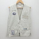 H■ディズニー/THE Disney STORE ミッキーワッペン付き フィッシングベスト【S】ベージュ/MENS■64 【中古】