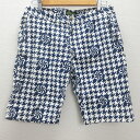 G■バナナセブン/BANANASEVEN ハーフパンツ/千鳥柄【L】紺系/men's/36【中古】■