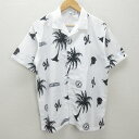D■千葉ロッテマリーンズ/MARINES 総柄アロハシャツ【F】白/MENS/112【中古】■