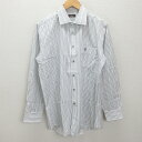 G■ポールスチュアート/PaulStuart 長袖シャツ/ストライプ柄【L程度】白灰/men's/108【中古】■