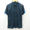 G■テーラーメイド/TaylorMade 半袖ドライポロシャツ/ボーダー柄【O】黒青/men's/76【中古】■