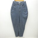 H■ネネット/Ne-net ヒッコリーストライプ サルエルデニムパンツ【2】紺/LADIES■54【中古】