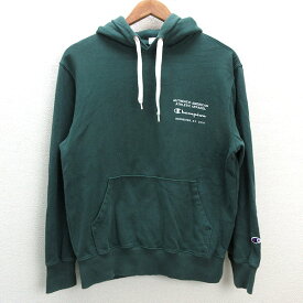 z■チャンピオン/CHAMPION プルオーバーパーカ/スウェットパーカー■緑【メンズM】MENS/18【中古】