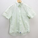 G■アールニューボールド/R.NEWBOLD 半袖BDシャツ/チェック柄【M】黄緑/men's/87【中古】■