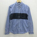 R■ロフトスキー/rovtski チェック柄 長袖BDシャツ 切り替え【M】青/MENS/56【中古】