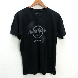 s■ハードロックカフェ/HARDROCK CAFE ロゴプリント半袖Tシャツ【M】黒/MENS/133【中古】