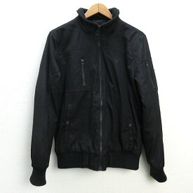 k■ゲス/GUESS 中綿ミリタリージャケットJKT【S】黒/MENS■197【中古】