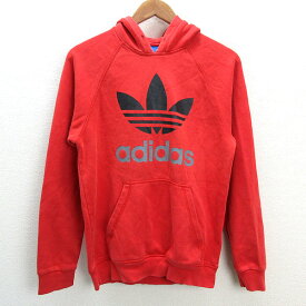 y■アディダスオリジナルス/ADIDASトレフォイルロゴ スウェットパーカ■橙【M】MENS/69【中古】MENS/108【中古】