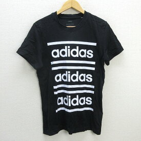 z■アディダス/adidas プリントTシャツ【O】黒/men's/42【中古】■