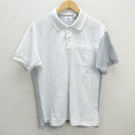 U■ユニクロ/UNIQLO and Engineered Garments 半袖ポロシャツ 鹿の子【L】白灰/men's/60【中古】■