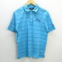 G■キャロウェイ/callaway GOLF 半袖ポロシャツ/ゴルフウエア【L】水色系/men's/53【中古】■