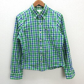 s■アバクロンビー&フィッチ/Abercrombie&Fitch チェック柄 長袖BDシャツ【S】緑/MENS/34【中古】