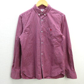 s■コーエン/COEN DAILY CLOTHING チェック柄 長袖BDシャツ【M】赤/MENS/29【中古】