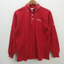 s■日本製■キャロウェイ/Callaway Golf ロゴ刺繍 鹿の子地 長袖ポロシャツ【LL】赤/MENS/18【中古】