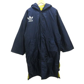 s■80年代■アディダス/adidas ナイロン 裏地ボアジャケット/ベンチコート【L程度】紺/MENS/82【中古】