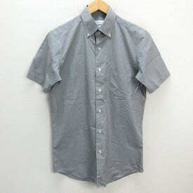 z■ユナイテッドアローズ/UNITED ARROWS GLR 半袖シャツ ボタンダウン ギンガムチェック■【L】黒白/men's/92【中古】■