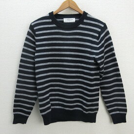 s■アローズ/green label relaxing ボーダー柄 ウールセーター【M】灰 紺/MENS/11【中古】